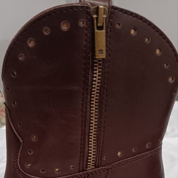 [NWT] [LUCKY BRAND] Chantel X Bootie Brown Leather Ankle Boots - Picture 4 of 8